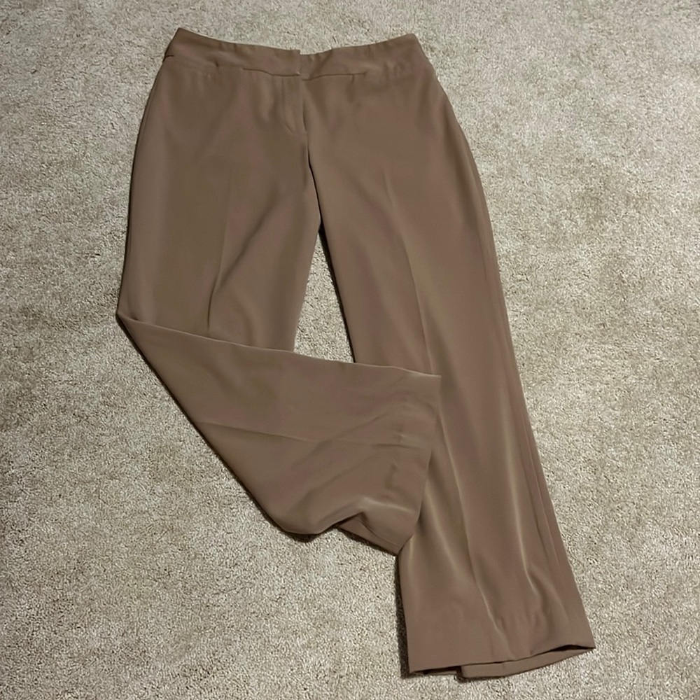 Straight leg dress pants in a dark tan color